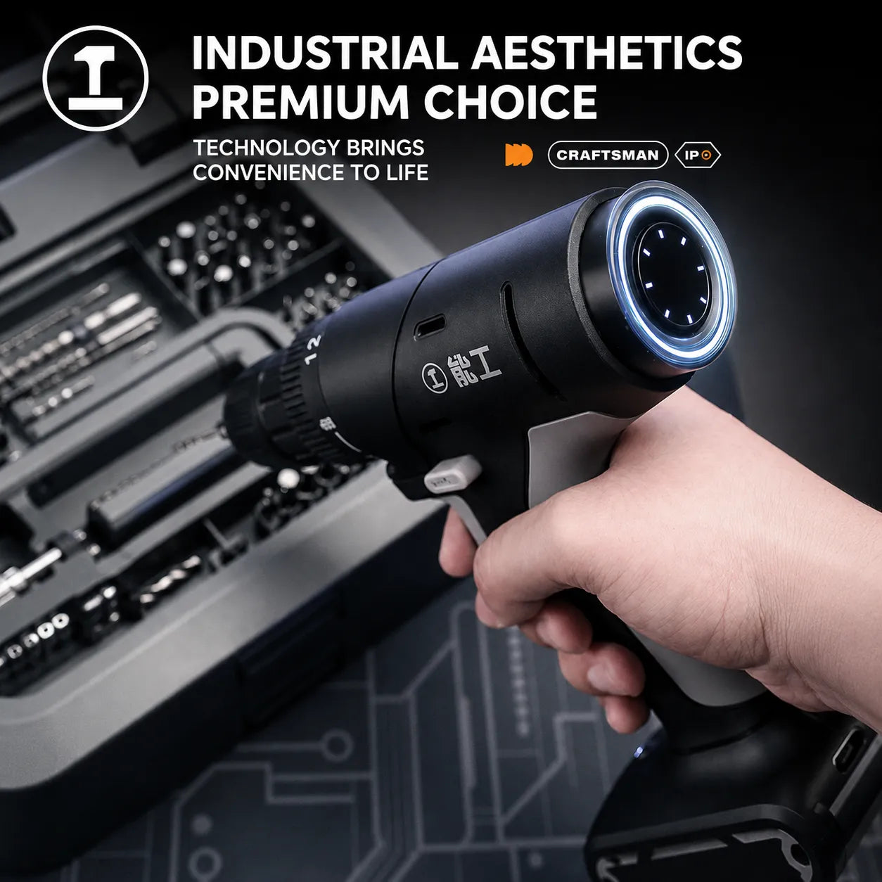GREENER premium cordless screwdriver with industrial aesthetic for precision repair
