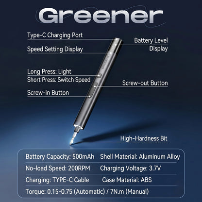 Close-Up-Of-Electric-Screwdriver-Showing-Control-Buttons-Screen-And-Charging-Port