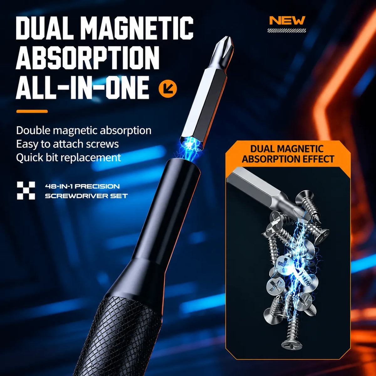 dual-magnetic-precision-screwdriver-bit-system-for-fast-screw-installation-and-removal