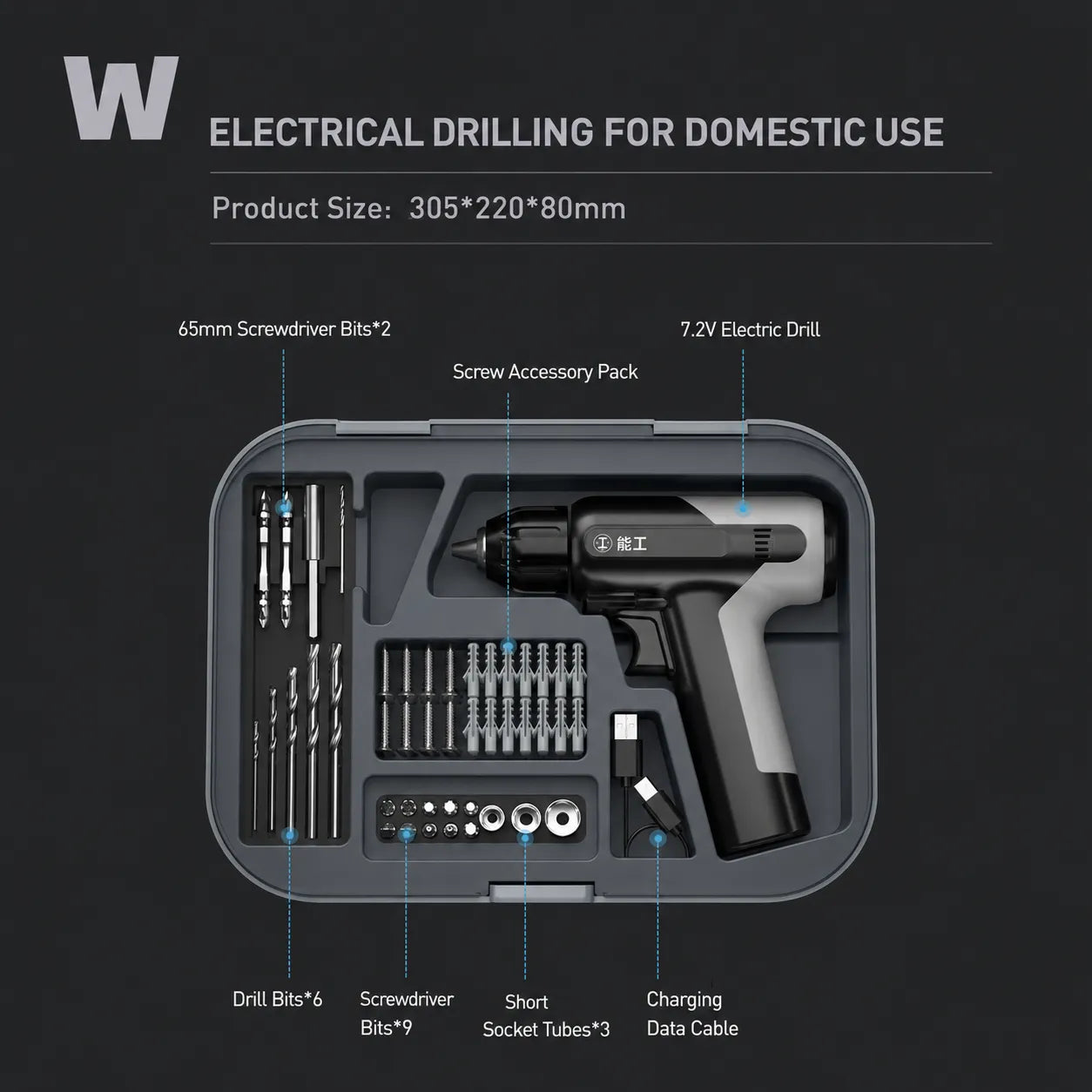 greener-7-2v-electric-drill-layer-with-drill-bits-screwdriver-bits-and-charging-cable-for-household-repair