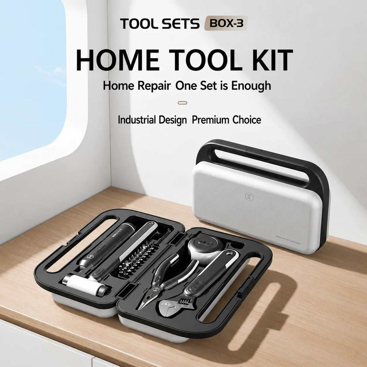 Premium portable home tool kit for everyday household repair, furniture assembly, and DIY projects