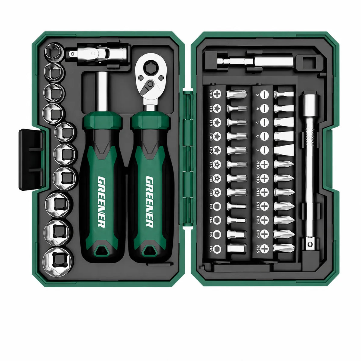 greener-open-40-piece-tool-kit-with-ratchet-bits-and-sockets