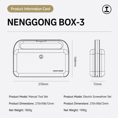 BOX-3 portable tool case size chart with 270 x 168 x 72 mm compact design
