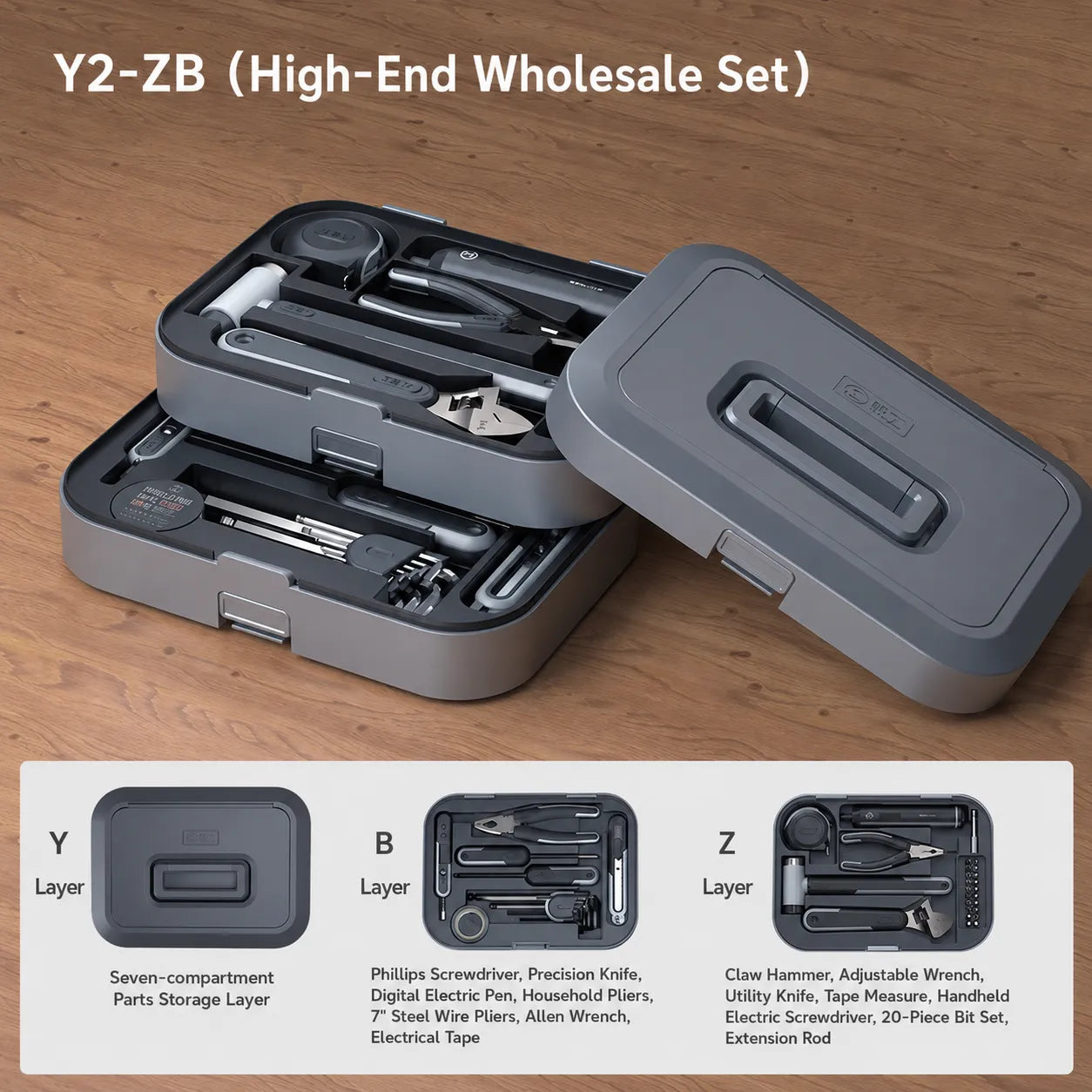 GREENER Y2 ZB premium electric screwdriver toolbox set for home maintenance and repair projects