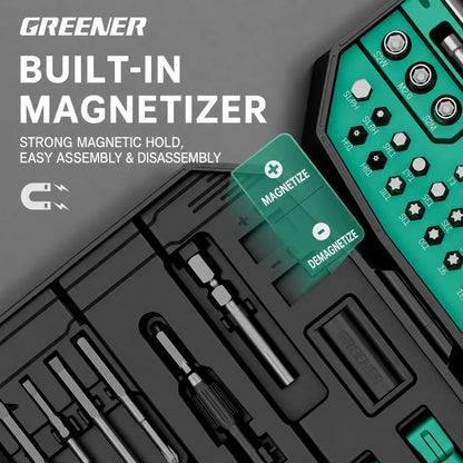 MOQWAIG precision screwdriver kit with built-in magnetizer and demagnetizer for stronger magnetic hold and easier assembly