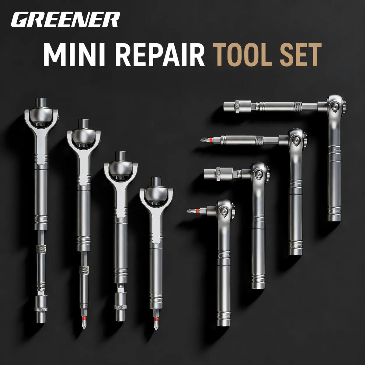 MOQWAIG mini repair ratchet screwdriver tool set with adjustable handle combinations for compact repair and assembly work