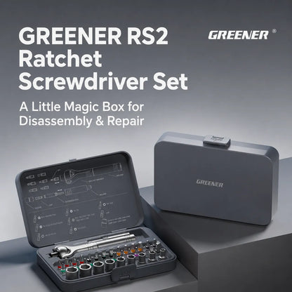 MOQWAIG RS2 ratchet screwdriver set in a compact portable case for disassembly, repair, and everyday maintenance