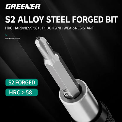 MOQWAIG S2 alloy steel forged screwdriver bit with HRC 58+ hardness for tough, wear-resistant precision repair work