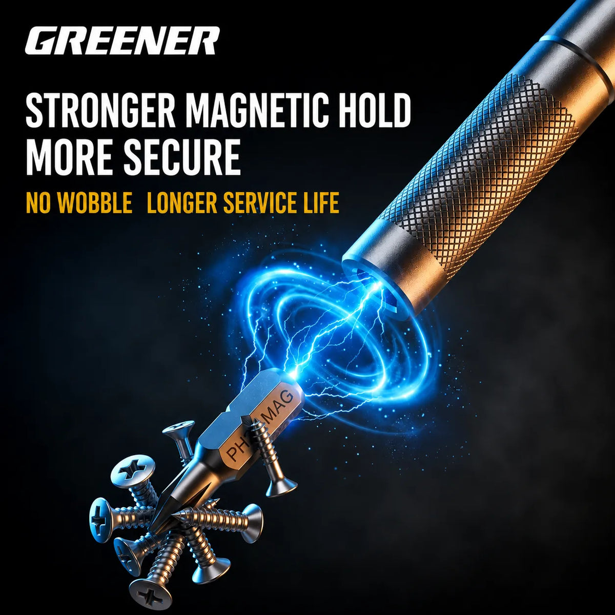 MOQWAIG screwdriver bit holder with stronger magnetic hold, secure attachment, no wobble, and longer service life