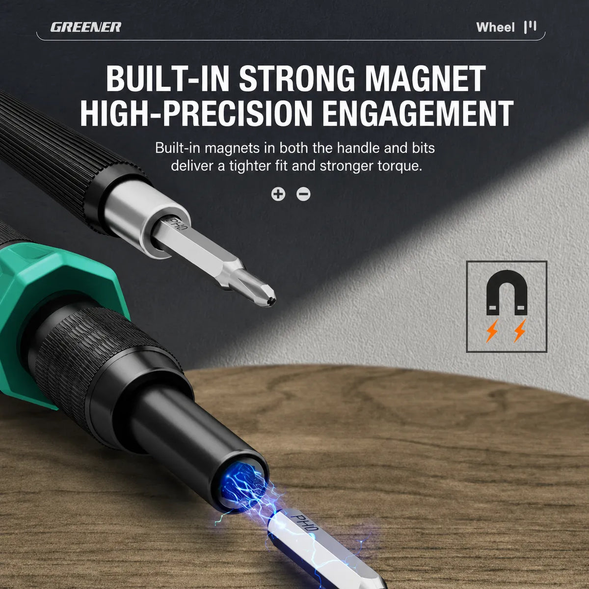 MOQWAIG screwdriver bit holder with built-in strong magnet for high-precision engagement and secure bit connection